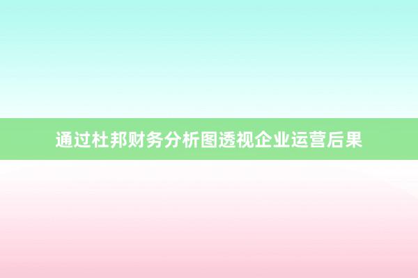通过杜邦财务分析图透视企业运营后果