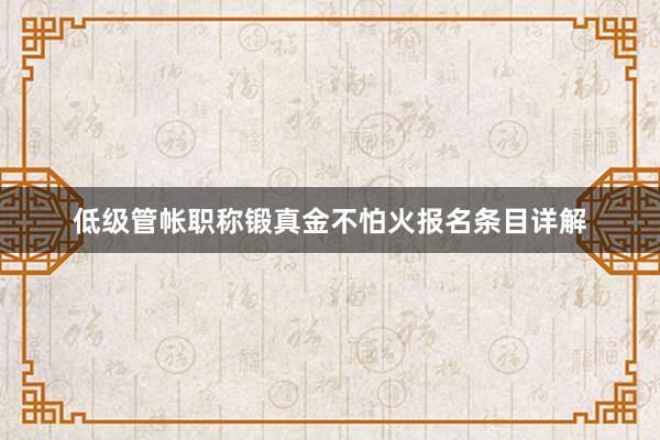 低级管帐职称锻真金不怕火报名条目详解
