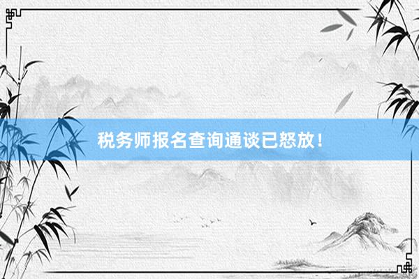 税务师报名查询通谈已怒放！